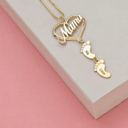 Forever Rose Box With Mom Baby Feet Necklace