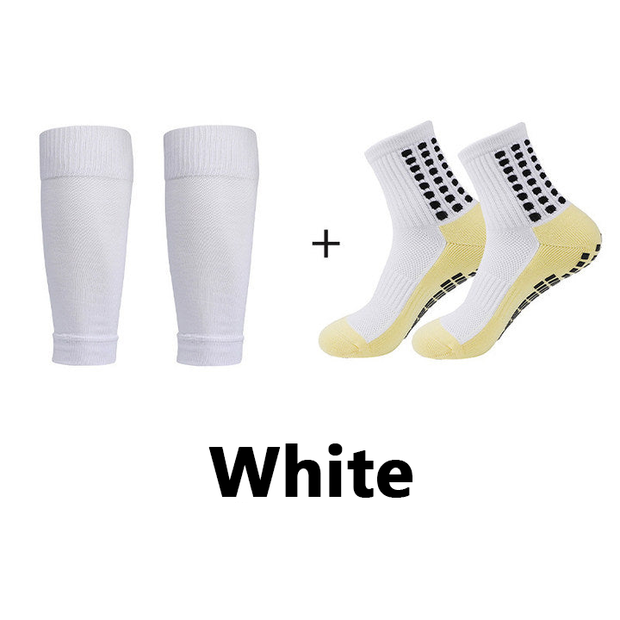 Slip-resistant, breathable football socks + shin lacher Set