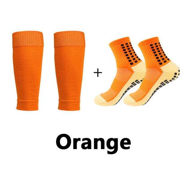 Slip-resistant, breathable football socks + shin lacher Set