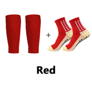 Slip-resistant, breathable football socks + shin lacher Set