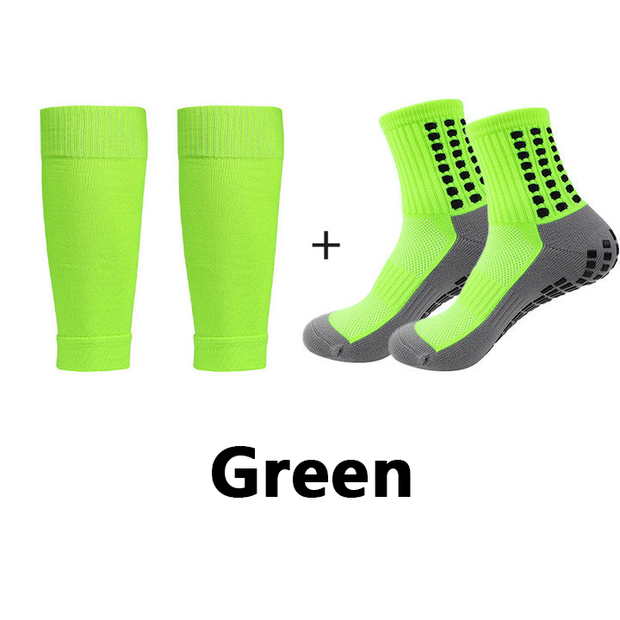 Slip-resistant, breathable football socks + shin lacher Set