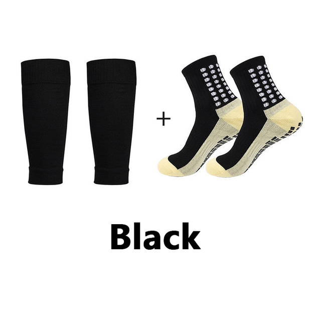 Slip-resistant, breathable football socks + shin lacher Set