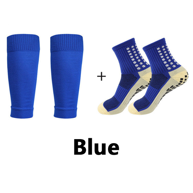 Slip-resistant, breathable football socks + shin lacher Set