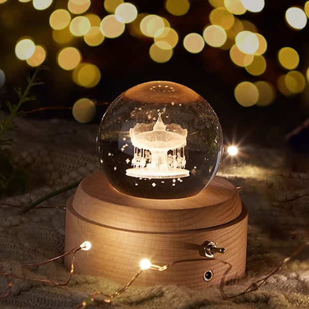 Crystal Ball Rotating Music Box with Projection Lamp
