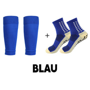 Slip-resistant, breathable football socks + shin lacher Set