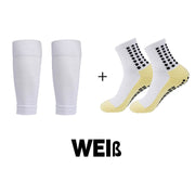 Slip-resistant, breathable football socks + shin lacher Set