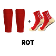 Slip-resistant, breathable football socks + shin lacher Set